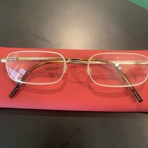 JHANE BARNES FINITE TITANIUM 
YG. GOLD 53mm Semi-Rimless Vintage Eyeglasses
